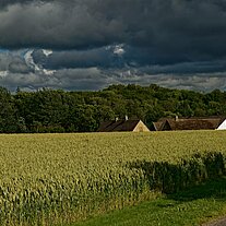 Landschaft mit Hof bei Olsker