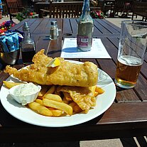 Fish and Chips with Lager