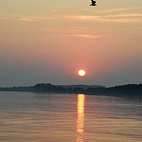 Sonnenuntergang im Hafen von Klintholm